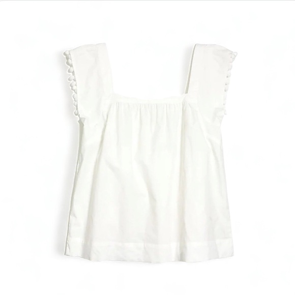 J. Crew Tops - J.Crew Square-neck top in cotton poplin with pom-poms